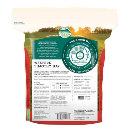 Oxbow Western Timothy Hay, Rabbit & Guinea Pig Hay, High Fiber, USA, 40 oz