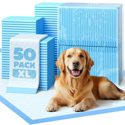 Powools Extra Large Pee Pads, 34 x 28 in, 6-Layer Leakproof, 100-Pack
