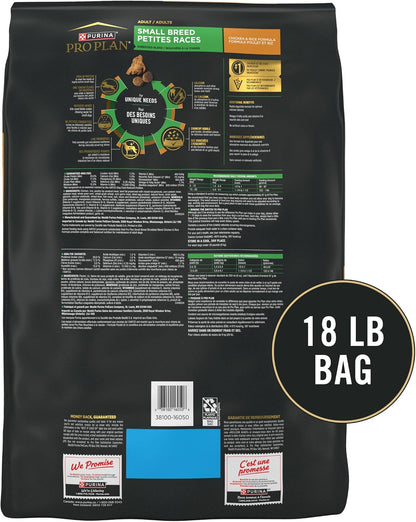 Purina Pro Plan Small Breed Dry Dog Food, Shredded Blend Chicken, 18 lb Bag