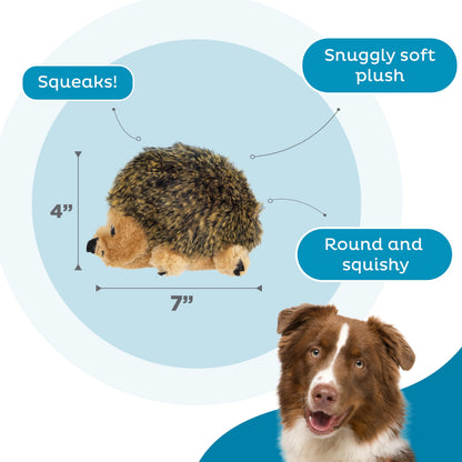 Outward Hound Hedgehogz Plush Dog Toy, Squeaks & Grunts, Medium, 9" x 6.5"