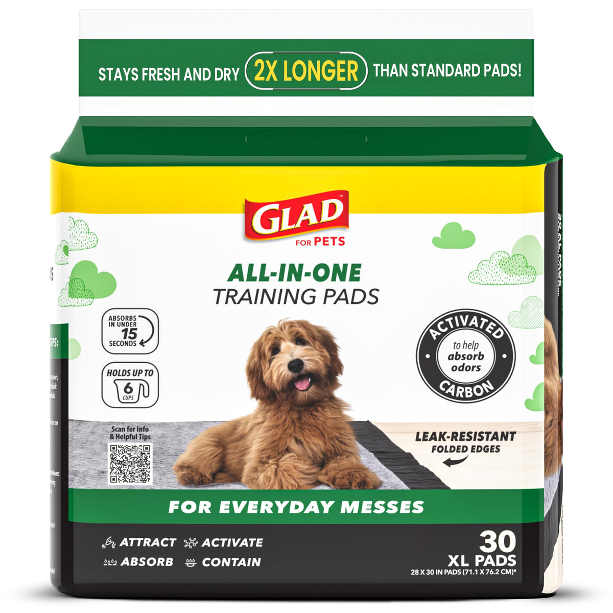 Glad for Pets Activated Carbon Disposable Dog Training Pads, 100 Count