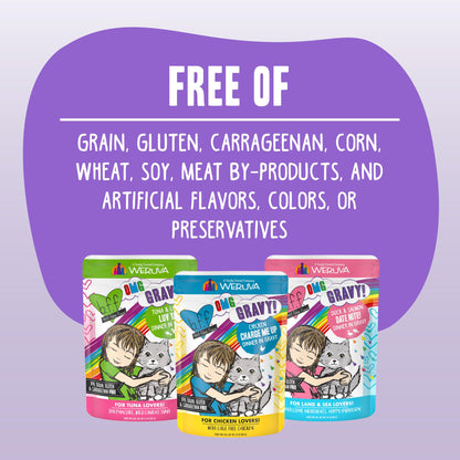 Weruva B.F.F. OMG - Best Feline Friend Oh My Gravy! Tuna & Chicken Charm Me with Tuna & Chicken in Gravy Cat Food, 3oz Pouch (Pack of 48)