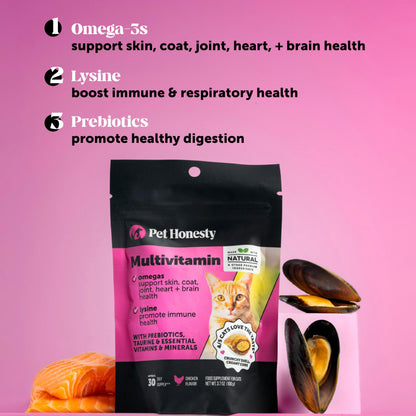 Pet Honesty Vet Backed Cat Multivitamin Lickable Puree, Salmon, 40 Ct