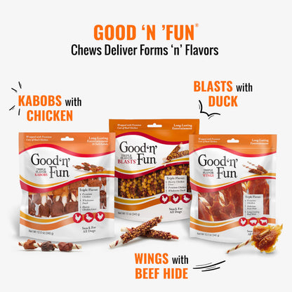 Good 'n' Fun Wings Long-Lasting Dog Treat Made With Real Protein, 12 oz