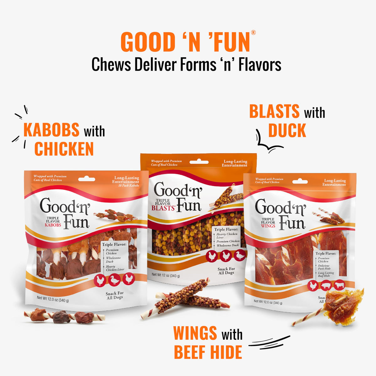 Good 'n' Fun Wings Long-Lasting Dog Treat with Real Protein, 12 oz (2 Pack)