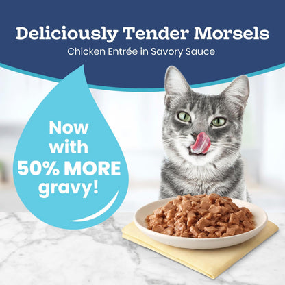 Blue Buffalo Tastefuls Wet Cat Food, Made with Natural Ingredients, Tuna and Chicken Flaked Entrées in Gravy, 3oz Cans, 4-Count Variety Pack Trial Size