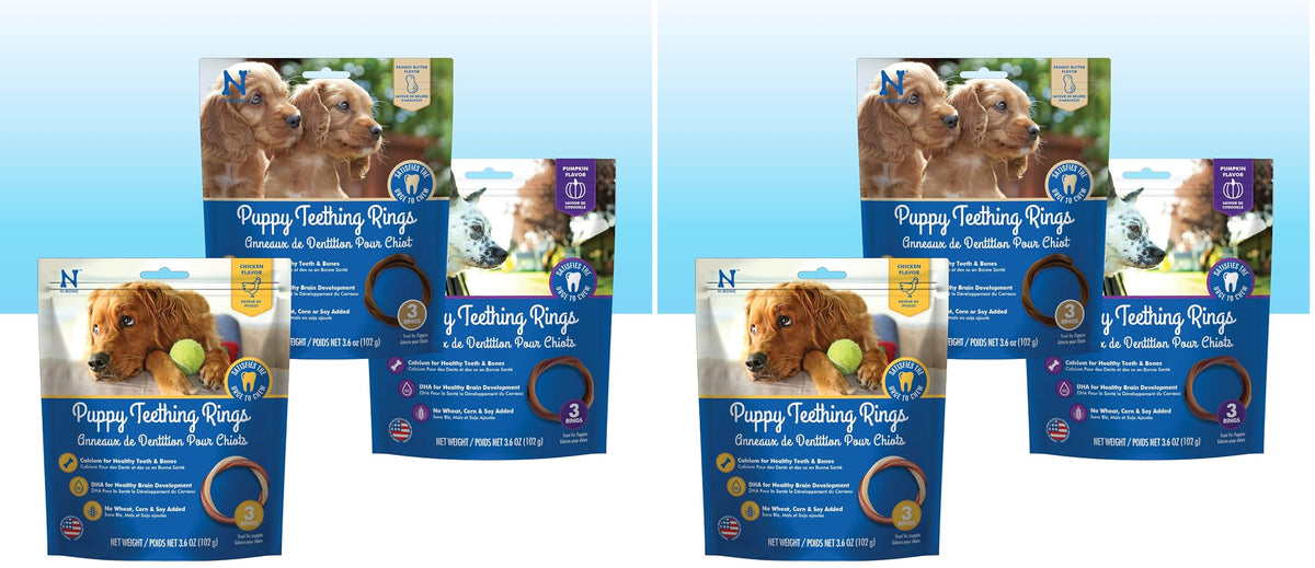 N-Bone Puppy Teething Rings, Chicken Flavor, Natural Puppy Teething Chews & Chew Treats, Helps Soothe Teething Gums, Calcium Enriched, 6 Rings