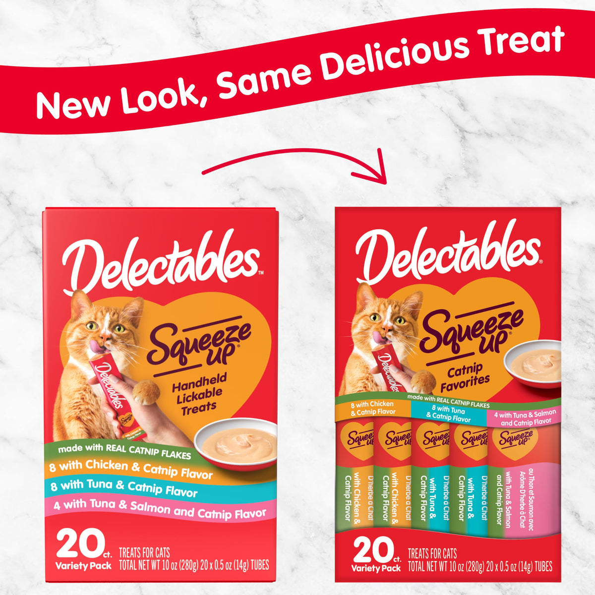 Delectables Squeeze Up Catnip Variety Pack, Creamy Squeezable Puree, Lickable Wet Cat Treats, Grain Free, No-Added Fillers, No-by-Products, No-Added Preservatives, 20 Count, 0.5 Ounces (Pack of 4)