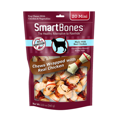 SmartBones Mini Bones Rawhide-Free Dog Treat, with Real Chicken, 56 Count