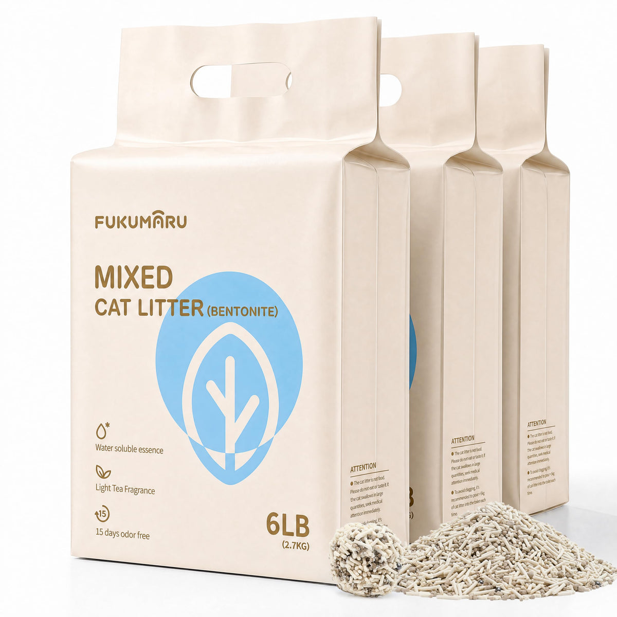 FUKUMARU Tofu Cat Litter, SAP Absorbent, Clumping, Odor Control, 18 lb
