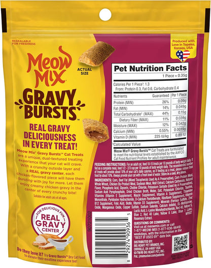 Meow Mix Gravy Bursts Chicken Flavored Cat Treats, 2.7 Oz. Bag