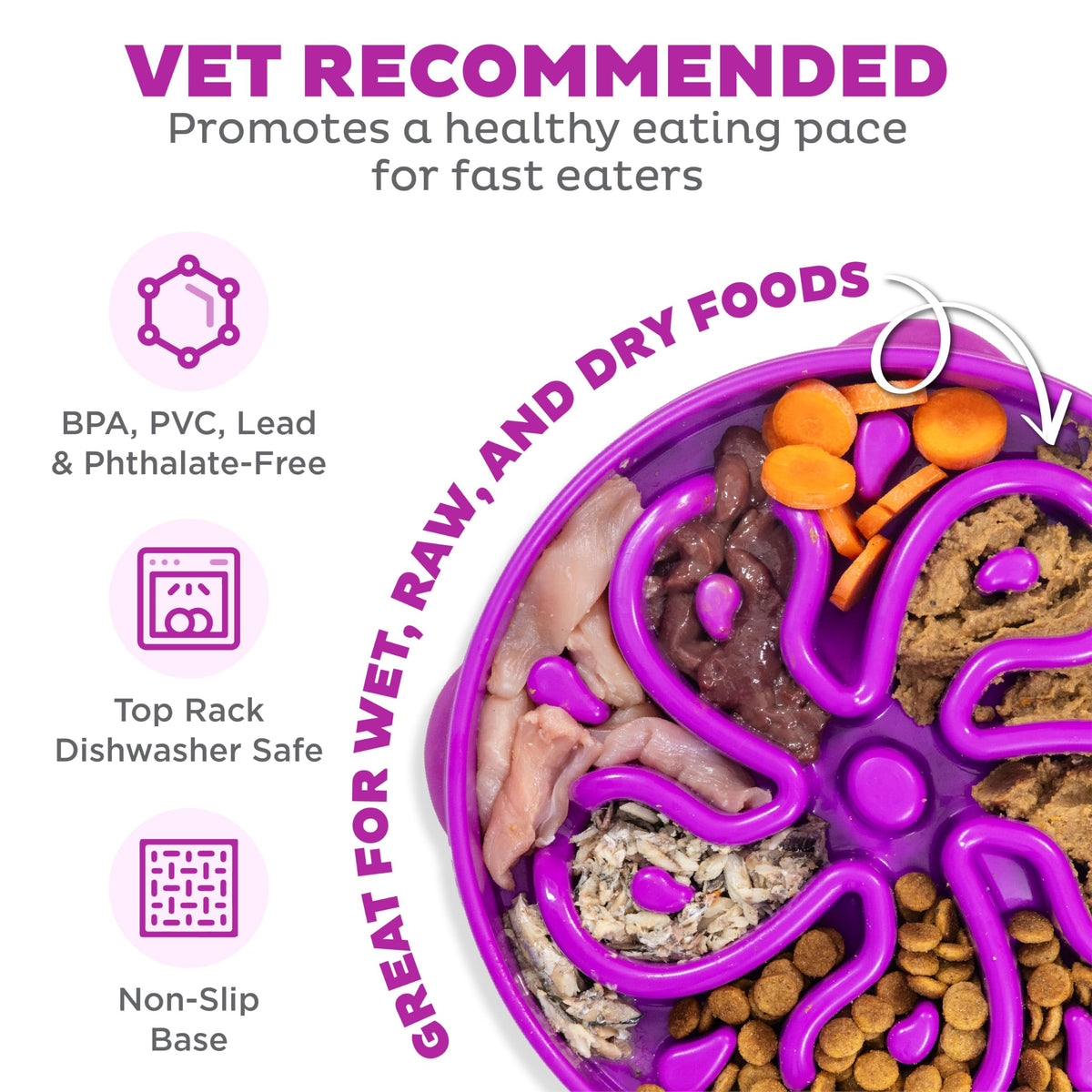Outward Hound Fun Feeder Slo Bowl Dog Slow Feeder, Wave, Pink, 5.8"