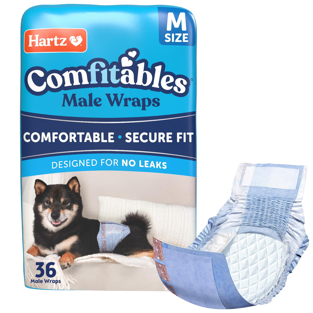 Hartz Comfitables Disposable Male Dog Wraps with Stretchy Waistband, Extra Small 12 Count