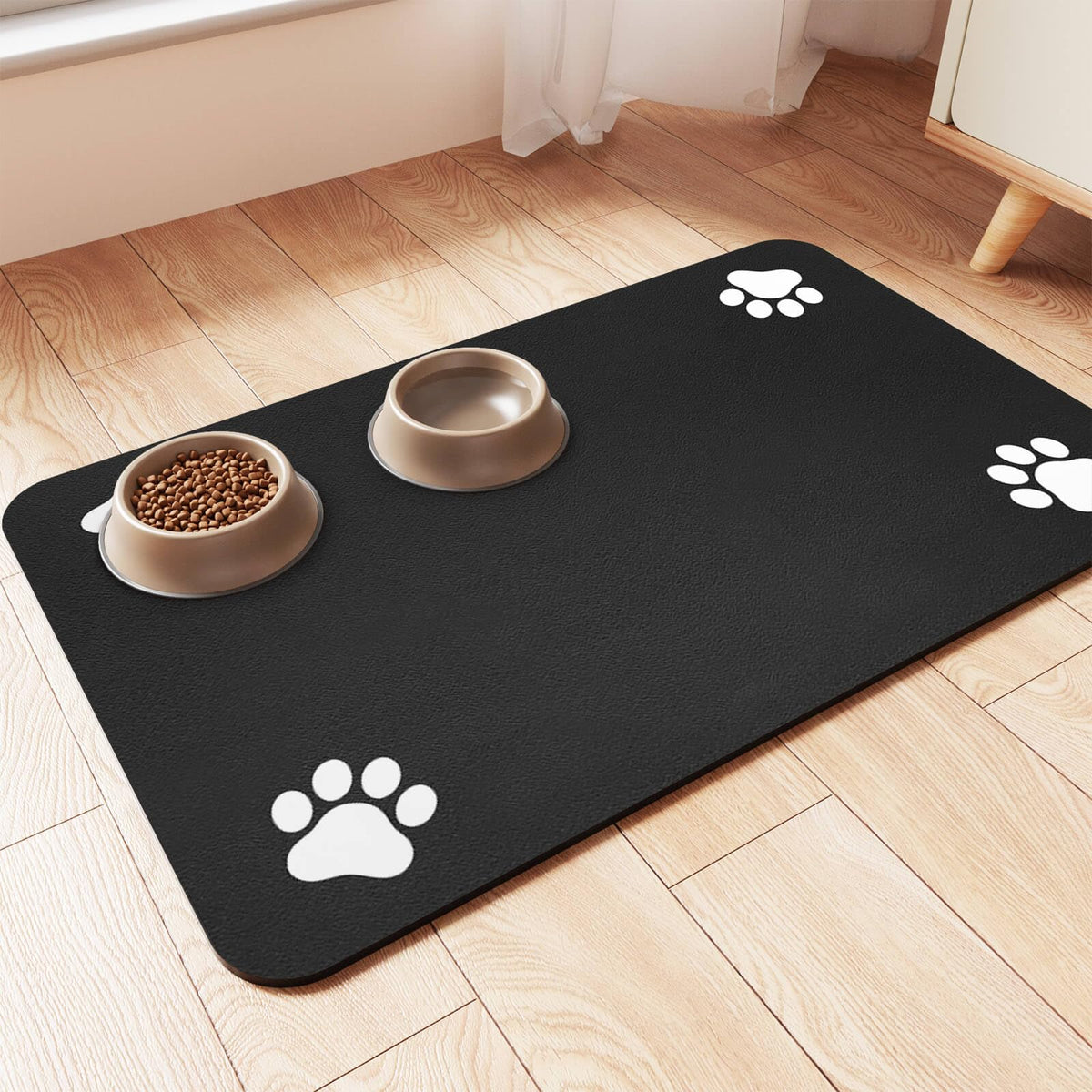 Pet Feeding Mat-Absorbent Pet Placemat for Food and Water Bowl, with Waterproof Rubber Backing, Quick Dry Water Dispenser Mat for Dog and Cat (20"x12", Blue)
