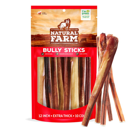 Natural Farm Odor-Free Bully Sticks (6 Inch, 25 count),1.3 lb. Bag, Fully Digestible 100% Beef Pizzle Chews,Grass-Fed, Non-GMO,Grain-Free, Natural Long-Lasting Chews for Small & Large Dogs. Pack of 25