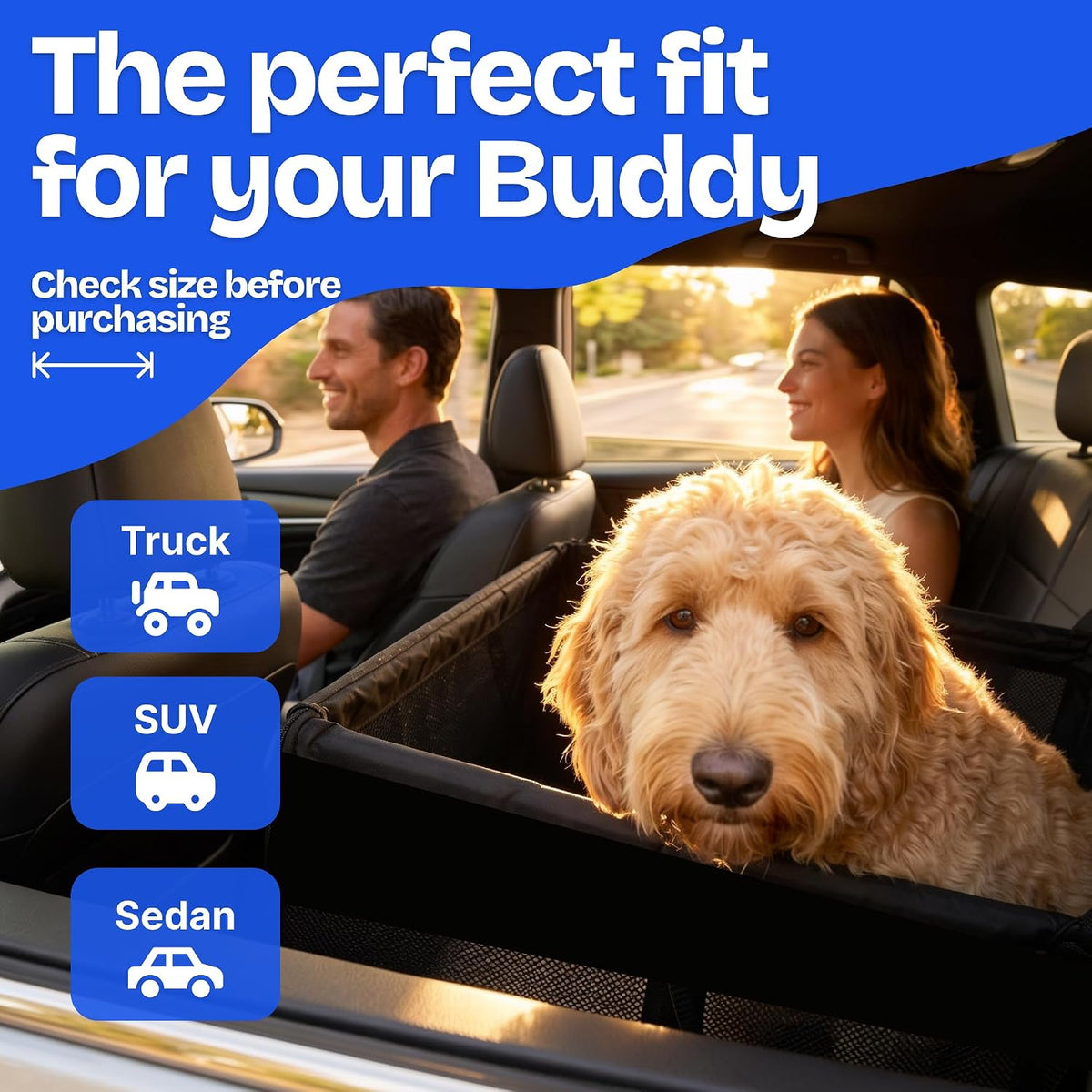 Half Hammock Dog Seat Cover for Back Seat - Waterproof Half Backseat Dog Cover, Space Saving Split Seat Design, Universal Fit & Heavy Duty Pet Restraint