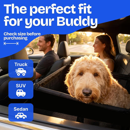 Half Hammock Dog Seat Cover for Back Seat - Waterproof Half Backseat Dog Cover, Space Saving Split Seat Design, Universal Fit & Heavy Duty Pet Restraint