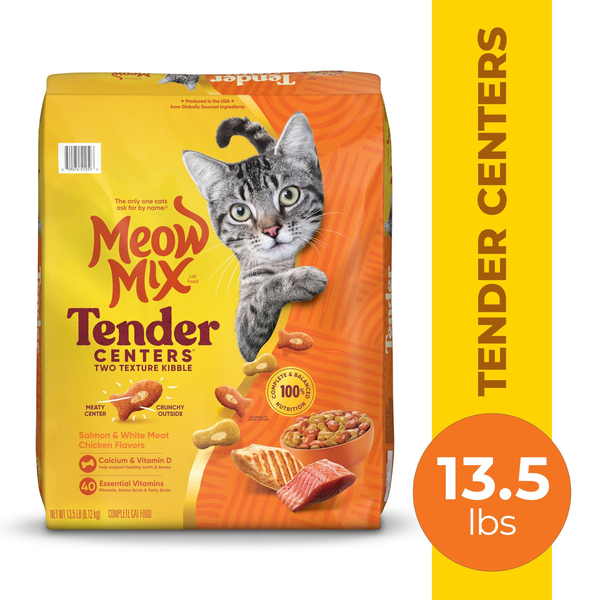 Meow Mix Tender Centers, Dry Cat Food, Beef & Salmon Flavors, 14.2 lb. Bag