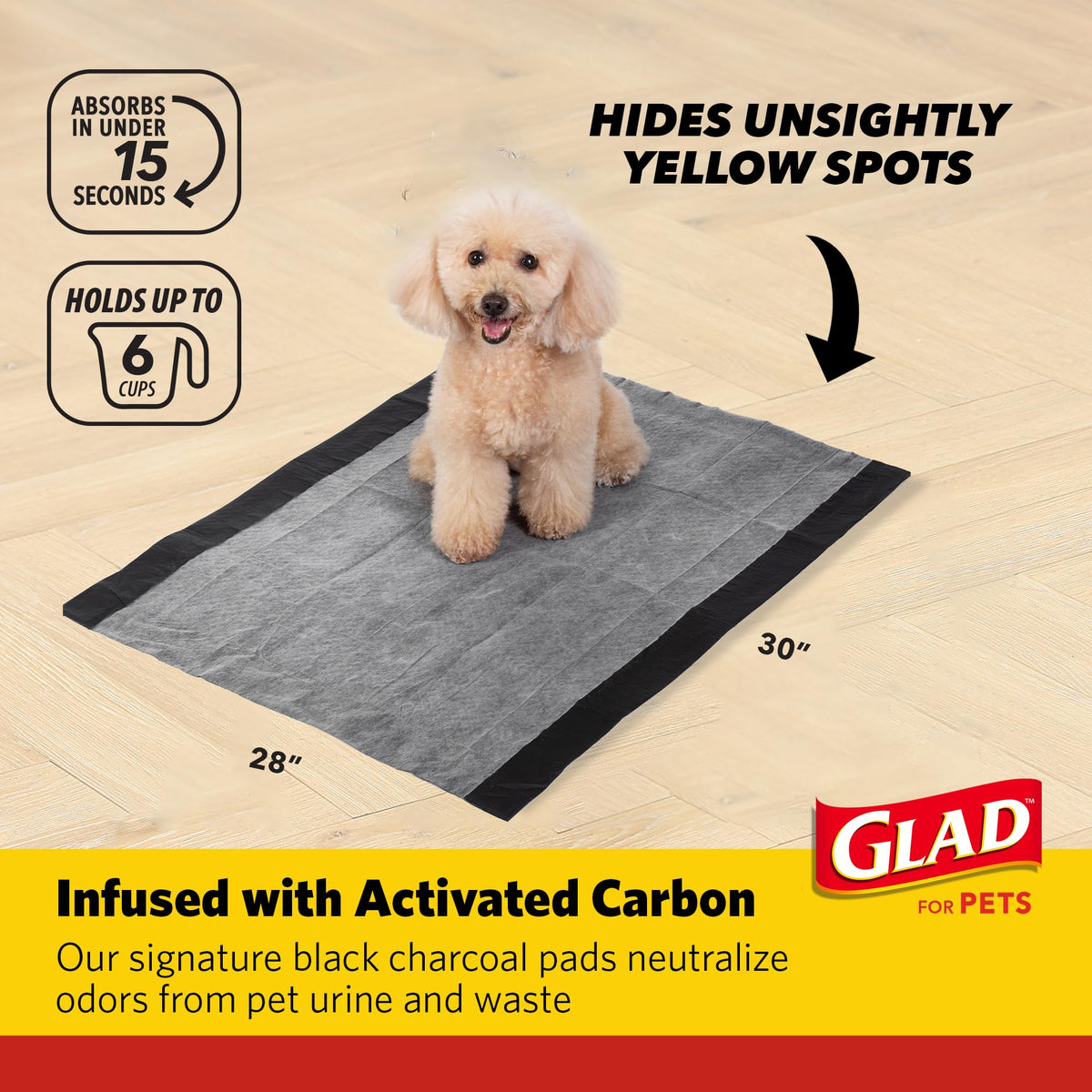 Glad for Pets Activated Carbon Disposable Dog Training Pads, 100 Count