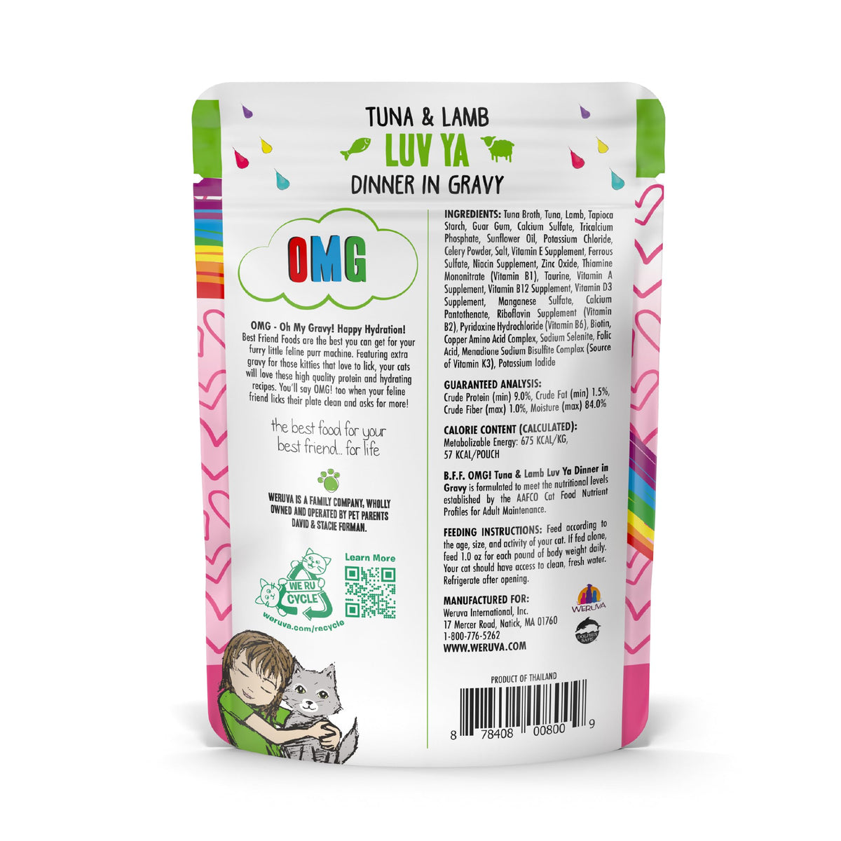 Weruva B.F.F. OMG - Best Feline Friend Oh My Gravy! Tuna & Chicken Charm Me with Tuna & Chicken in Gravy Cat Food, 3oz Pouch (Pack of 48)