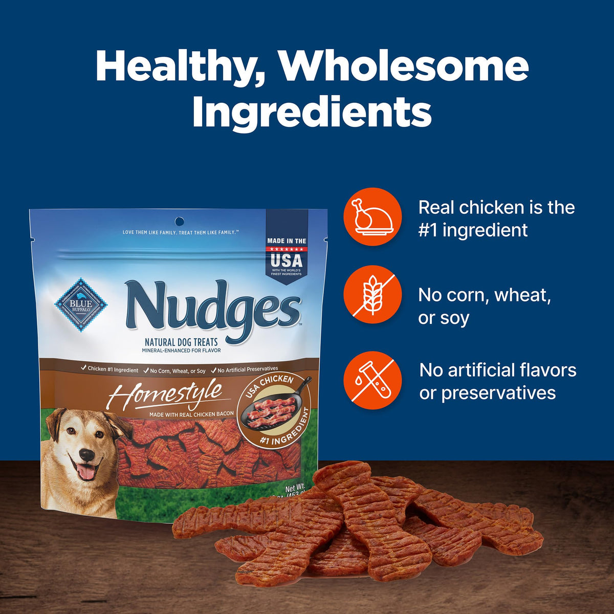 Blue Buffalo Nudges Grillers Steak Dog Treats, 16 oz