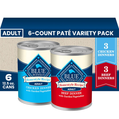 Blue Buffalo Homestyle Recipe Variety Pack Wet Dog Food, 12.5 oz, 6 ct