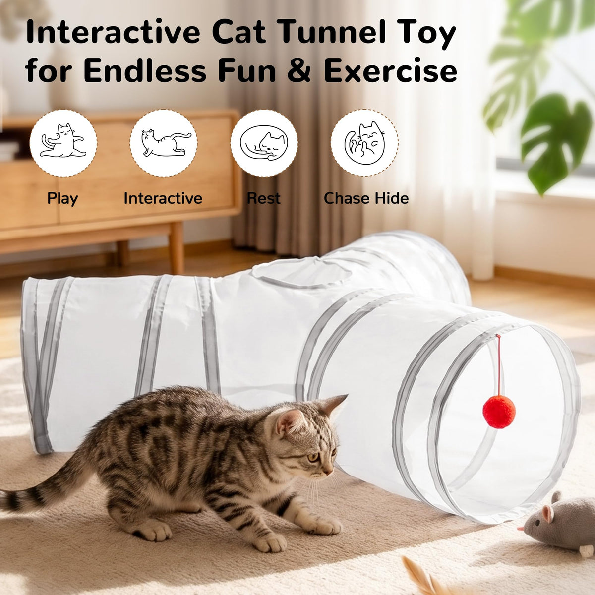 Tempcore Pet Tunnel Tube Cat Toys, Cat Tunnels for Indoor Cats