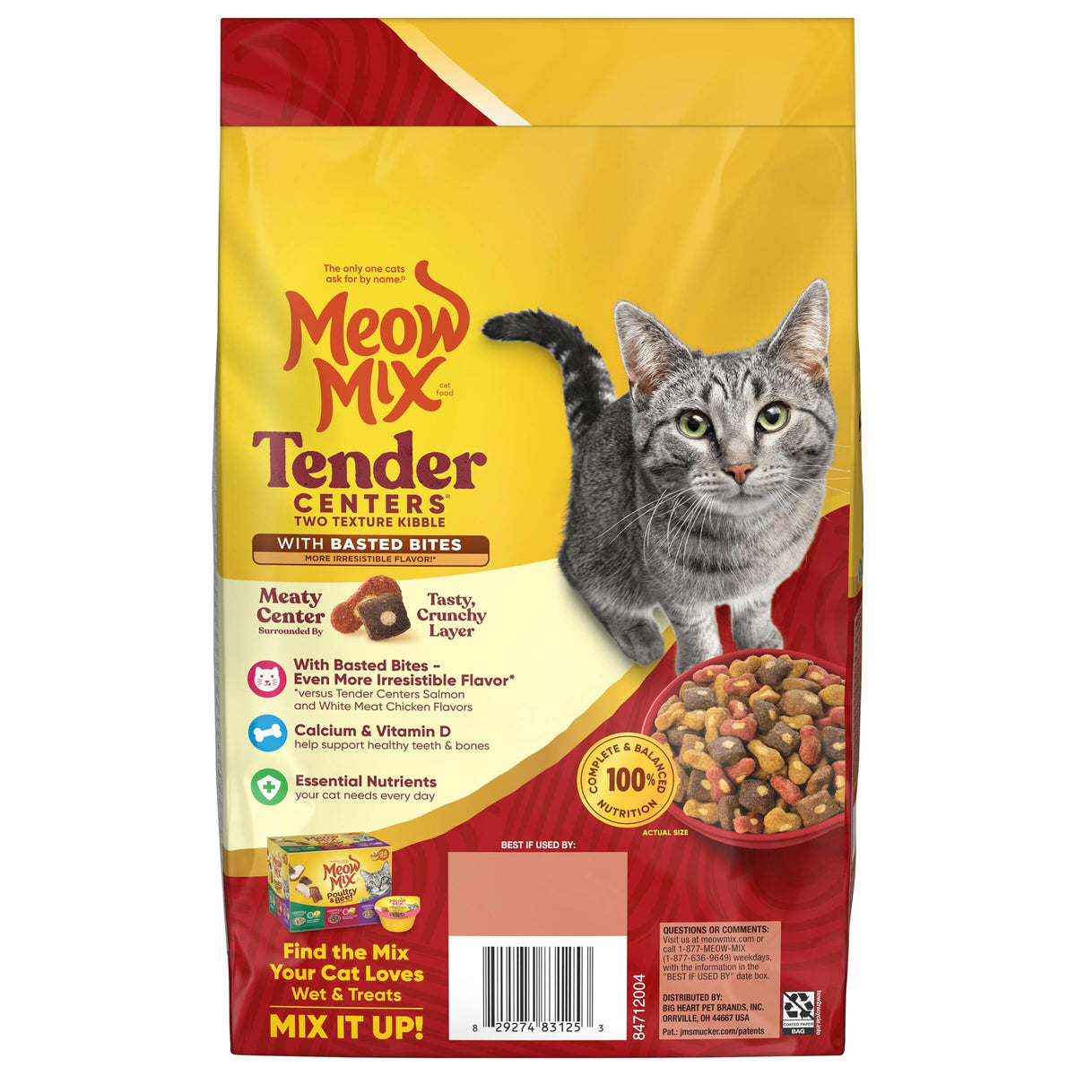 Meow Mix Tender Centers, Dry Cat Food, Beef & Salmon Flavors, 14.2 lb. Bag