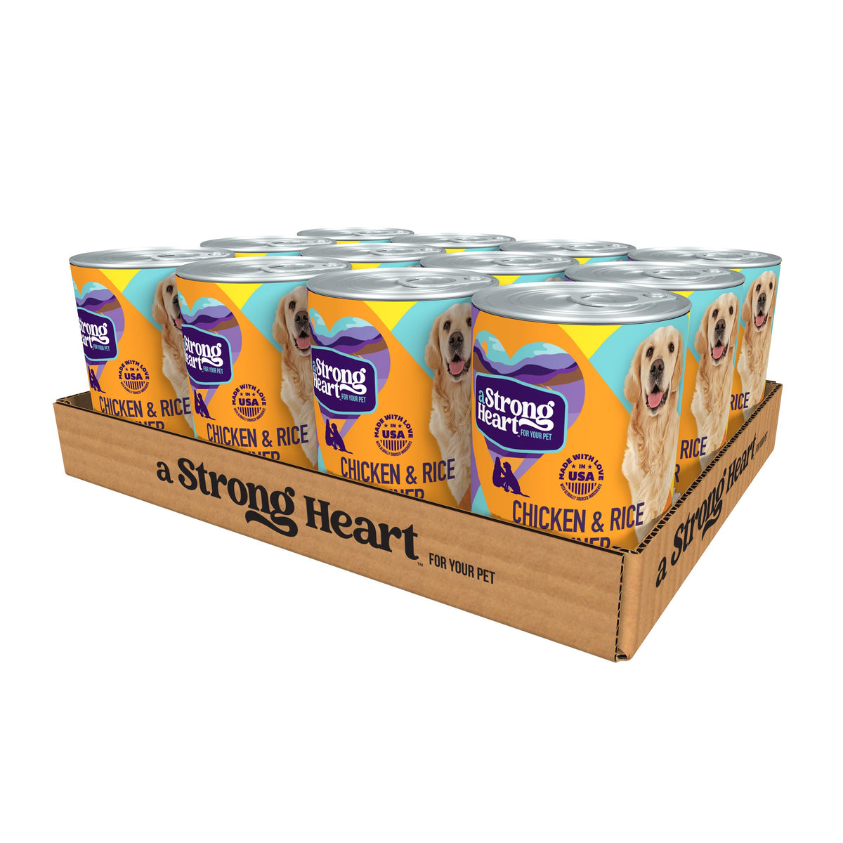 A Strong Heart Chopped Dog Food, Real Beef Dinner, 13.2oz Cans, 12pk