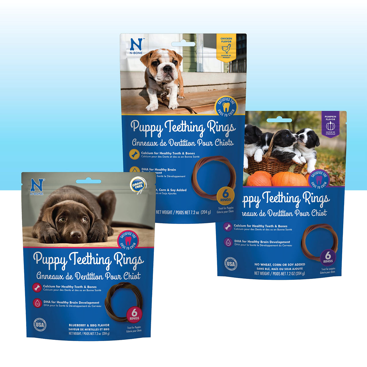 N-Bone Puppy Teething Rings, Chicken Flavor, Natural Puppy Teething Chews & Chew Treats, Helps Soothe Teething Gums, Calcium Enriched, 6 Rings