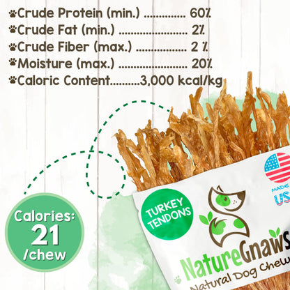 Nature Gnaws USA Turkey Tendons Dog Treats, 4 oz
