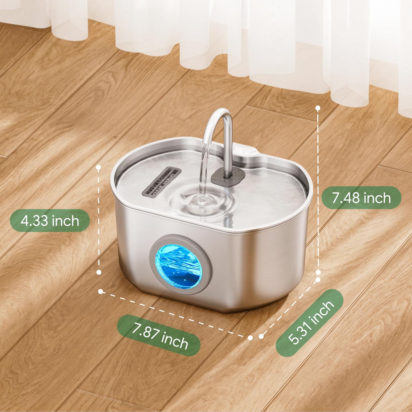 Cat Water Fountain Stainless Steel: 74oz/2.2L Cat Fountain for Drinking