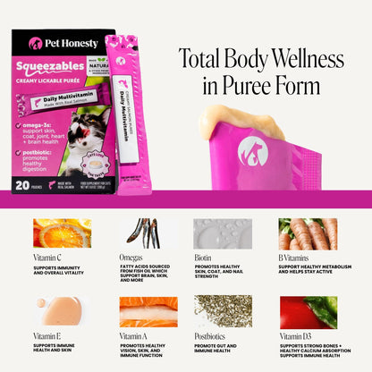 Pet Honesty Vet Backed Cat Multivitamin Lickable Puree, Salmon, 40 Ct