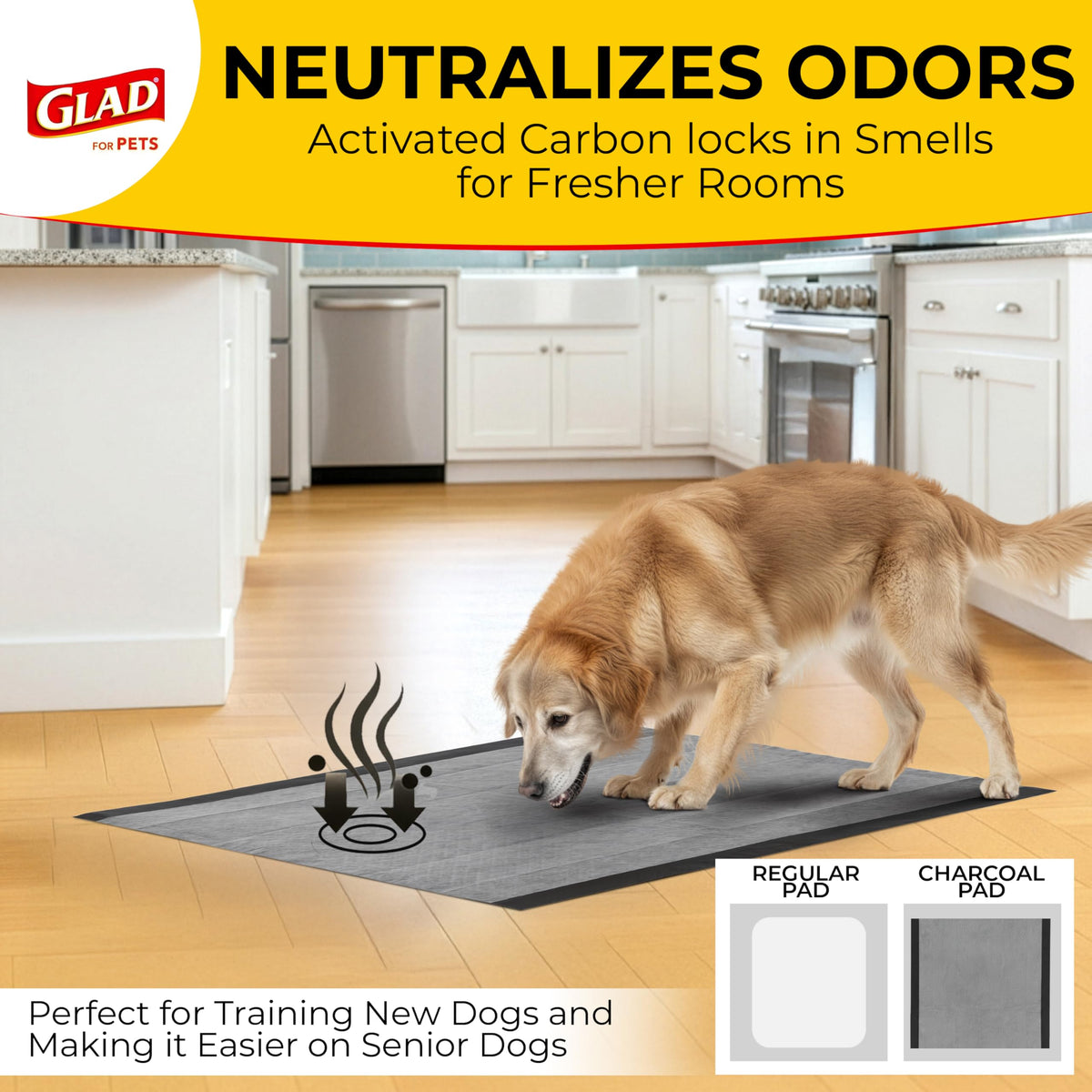 Glad for Pets Activated Carbon Disposable Dog Training Pads, 100 Count
