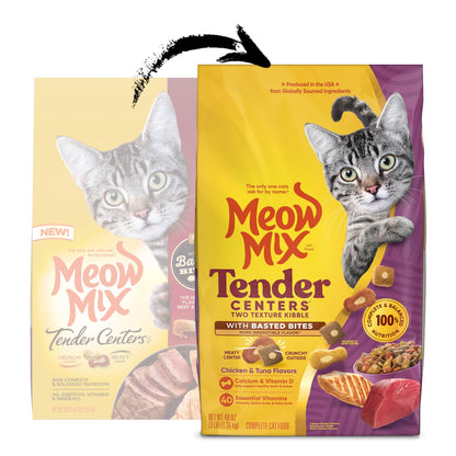 Meow Mix Tender Centers, Dry Cat Food, Beef & Salmon Flavors, 14.2 lb. Bag