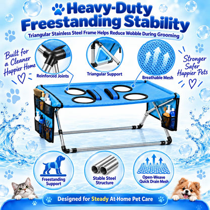 Dog Bed Foldable Grooming Hammock Stand and Bath Holder for Small Pets