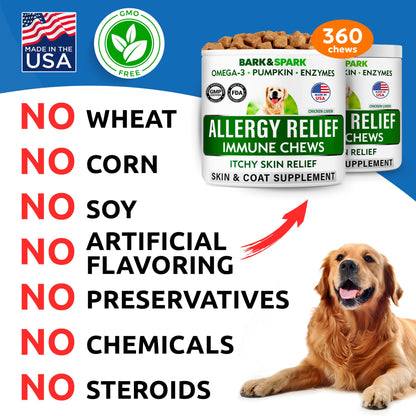 Omega 3 + Fish Oil for Dogs - Skin & Coat Support, Itch & Allergy Relief