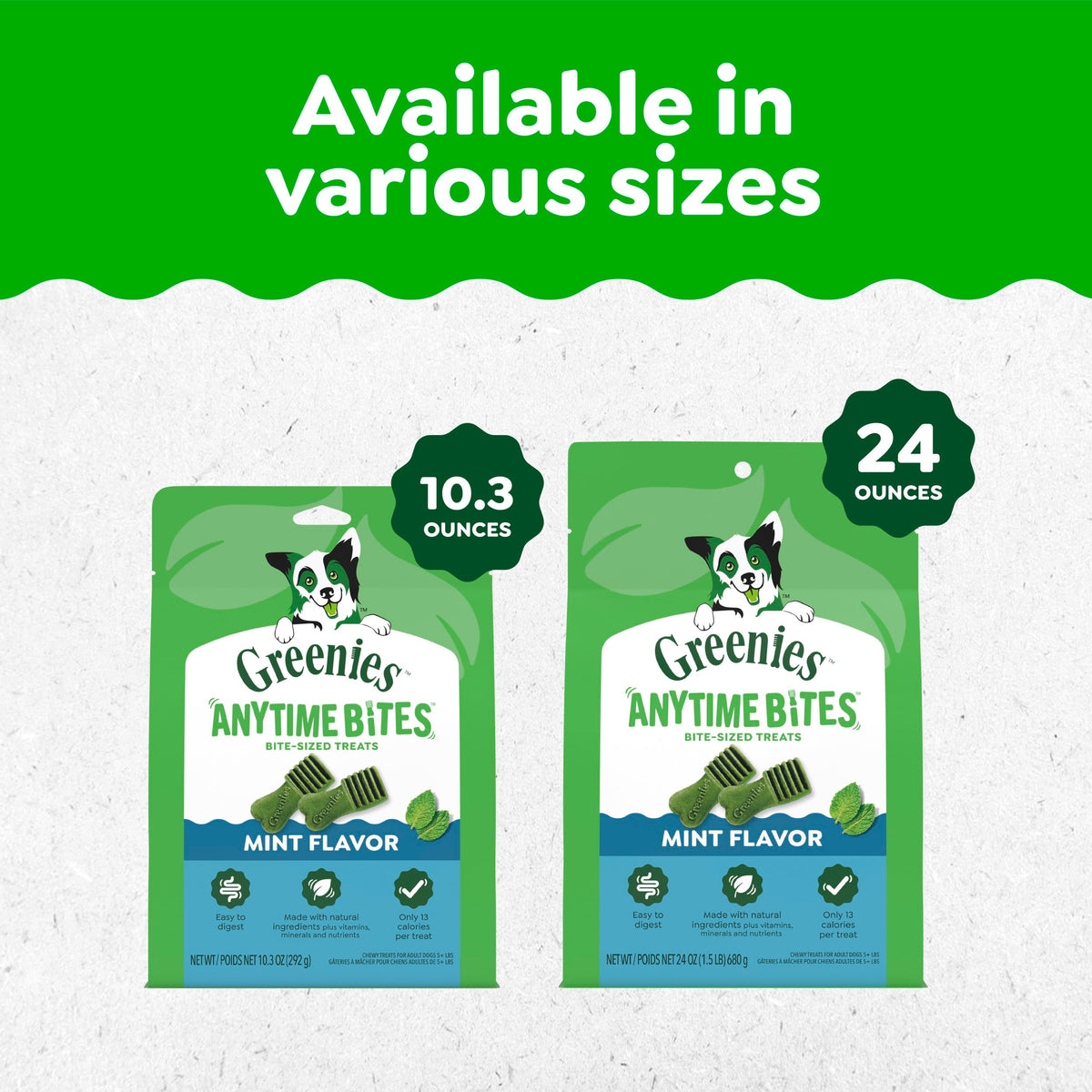 Greenies Anytime Bites Dog Treats, Blueberry Flavor, 10.3 oz