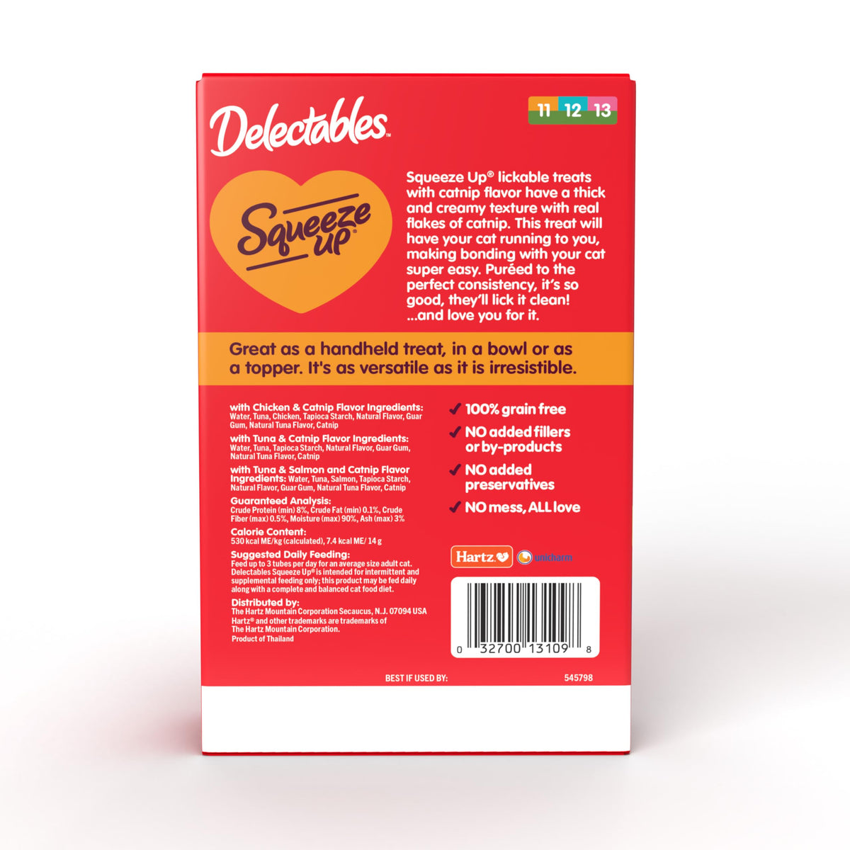 Delectables Squeeze Up Catnip Variety Pack, Creamy Squeezable Puree, Lickable Wet Cat Treats, Grain Free, No-Added Fillers, No-by-Products, No-Added Preservatives, 20 Count, 0.5 Ounces (Pack of 4)