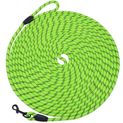 Hi Kiss Dog/Puppy Obedience Recall Training Agility Lead - 15ft 20ft 30ft 50ft 100ft Leash Great for Training, Play, Camping, or Backyard Black