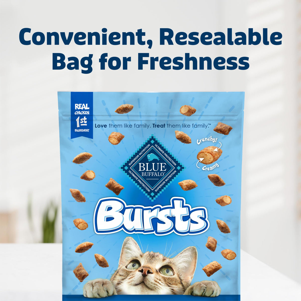 Blue Buffalo Bursts Liver & Beef Crunchy & Creamy Cat Treats, 2 oz, 6 ct