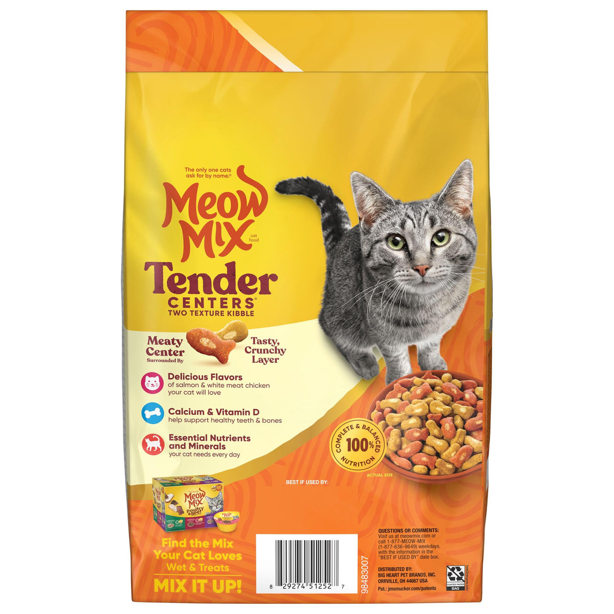 Meow Mix Tender Centers, Dry Cat Food, Beef & Salmon Flavors, 14.2 lb. Bag