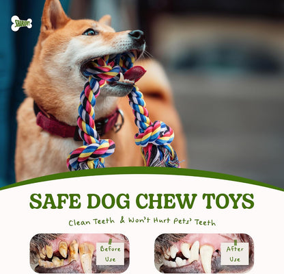 SHARLOVY Large Tough Chew Toys for Aggressive Chewers, 9 Pack Dog Rope Toys