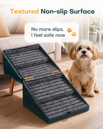 Dog Stairs for Small Dogs Faux Leather Foldable Pet Ramp and Ottoman