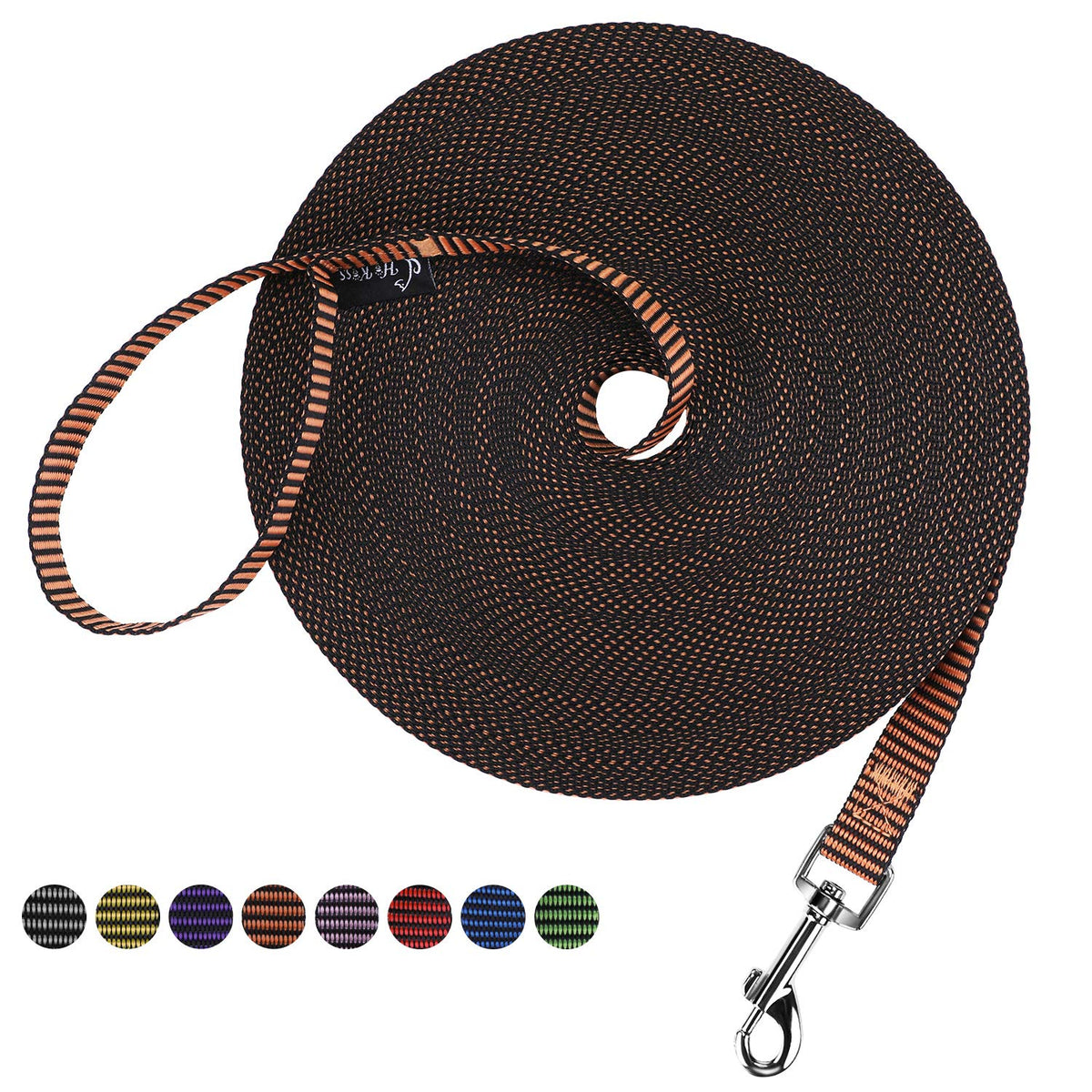 Hi Kiss Dog/Puppy Obedience Recall Training Agility Lead - 15ft 20ft 30ft 50ft 100ft Leash Great for Training, Play, Camping, or Backyard Black