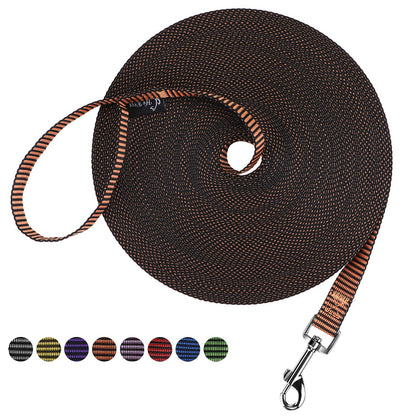 Hi Kiss Dog/Puppy Obedience Recall Training Agility Lead - 15ft 20ft 30ft 50ft 100ft Leash Great for Training, Play, Camping, or Backyard Black