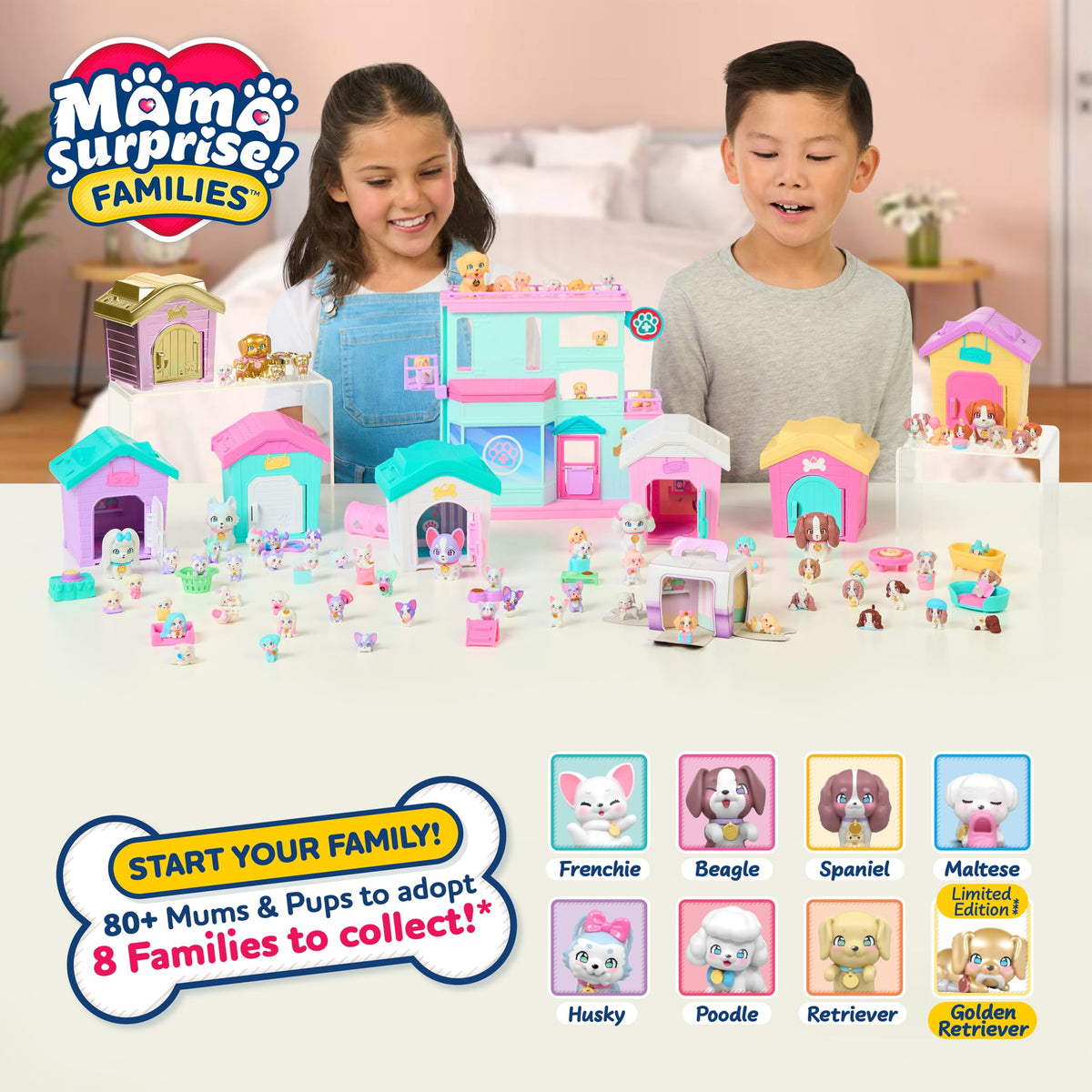 Little Live Pets Mama Surprise Families Pet Vet Playset, Baby Care Clinic Animal Hospital Play Set, 3 Puppies, Accessories, Vet Toys for Kids 5+