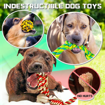 SHARLOVY Large Tough Chew Toys for Aggressive Chewers, 9 Pack Dog Rope Toys