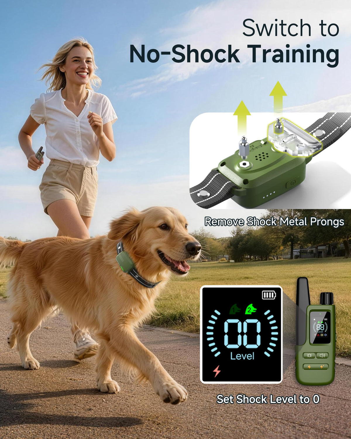 Dog Shock Collar - 4500FT Dog Training Collar with Remote, Blush Pink