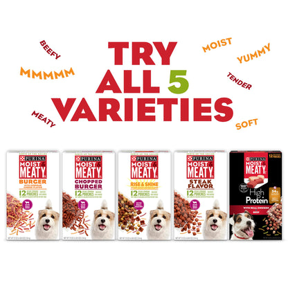 Purina Moist & Meaty Soft Dog Food Pouches, 36 ct